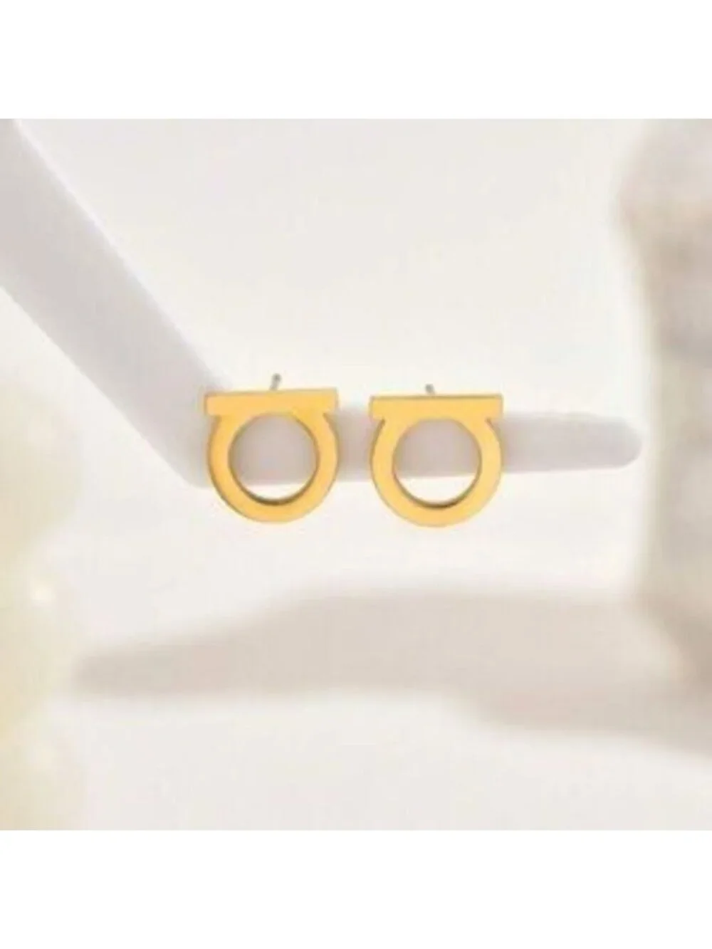 Gold Stainless Steel Geometric Circle Stud Earrings Tarnish Resistant